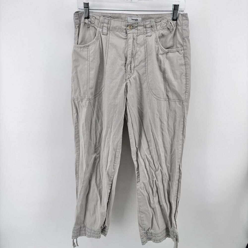 Kensie Jeans Women's 4/27 The Parachute Pant Gray Cargo Utility Pants